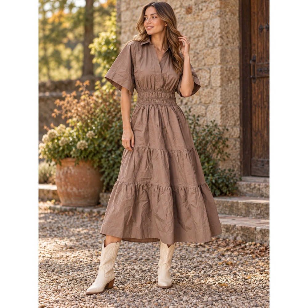 Anthropologie Somerset Maxi Shirt Dress Edition Brown NWT'S Small/Petite